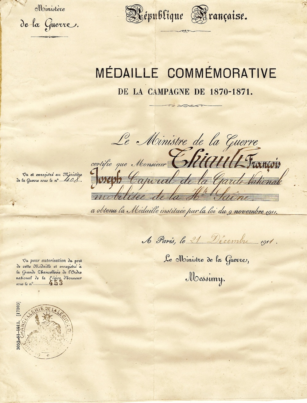 mdaille commmorative
